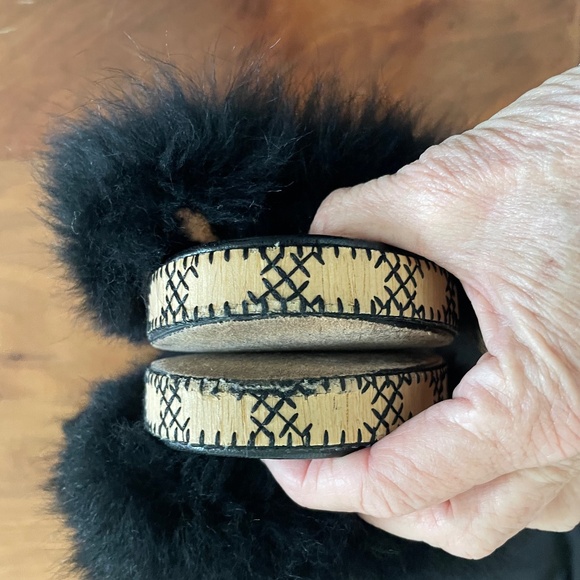 Chanel 2022 Interlocking CC Logo Black Shearling Fur Faux Sandals 36C - Picture 8 of 10